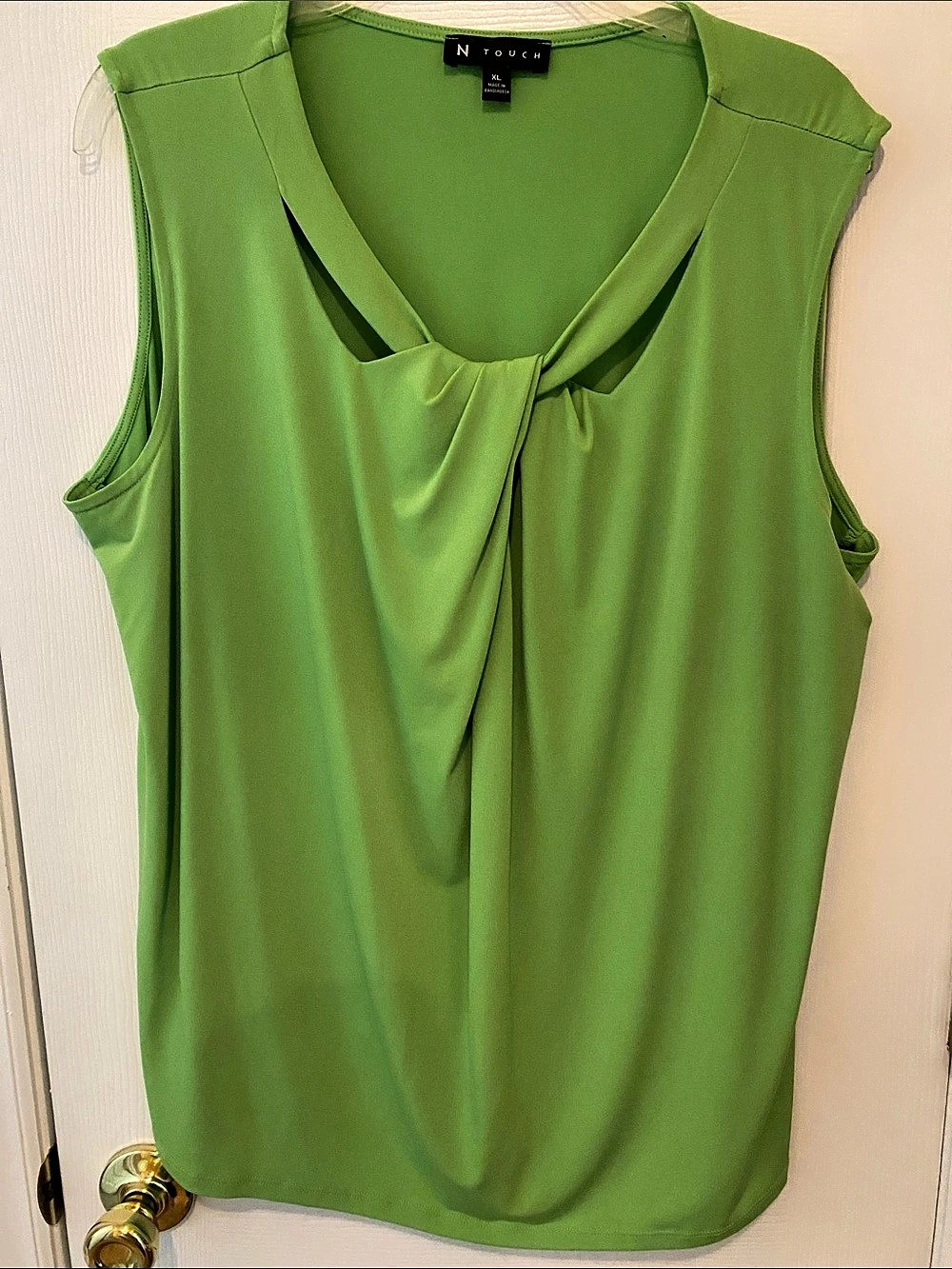 N Touch Women's Tie Front Tank Top in Green Size XL